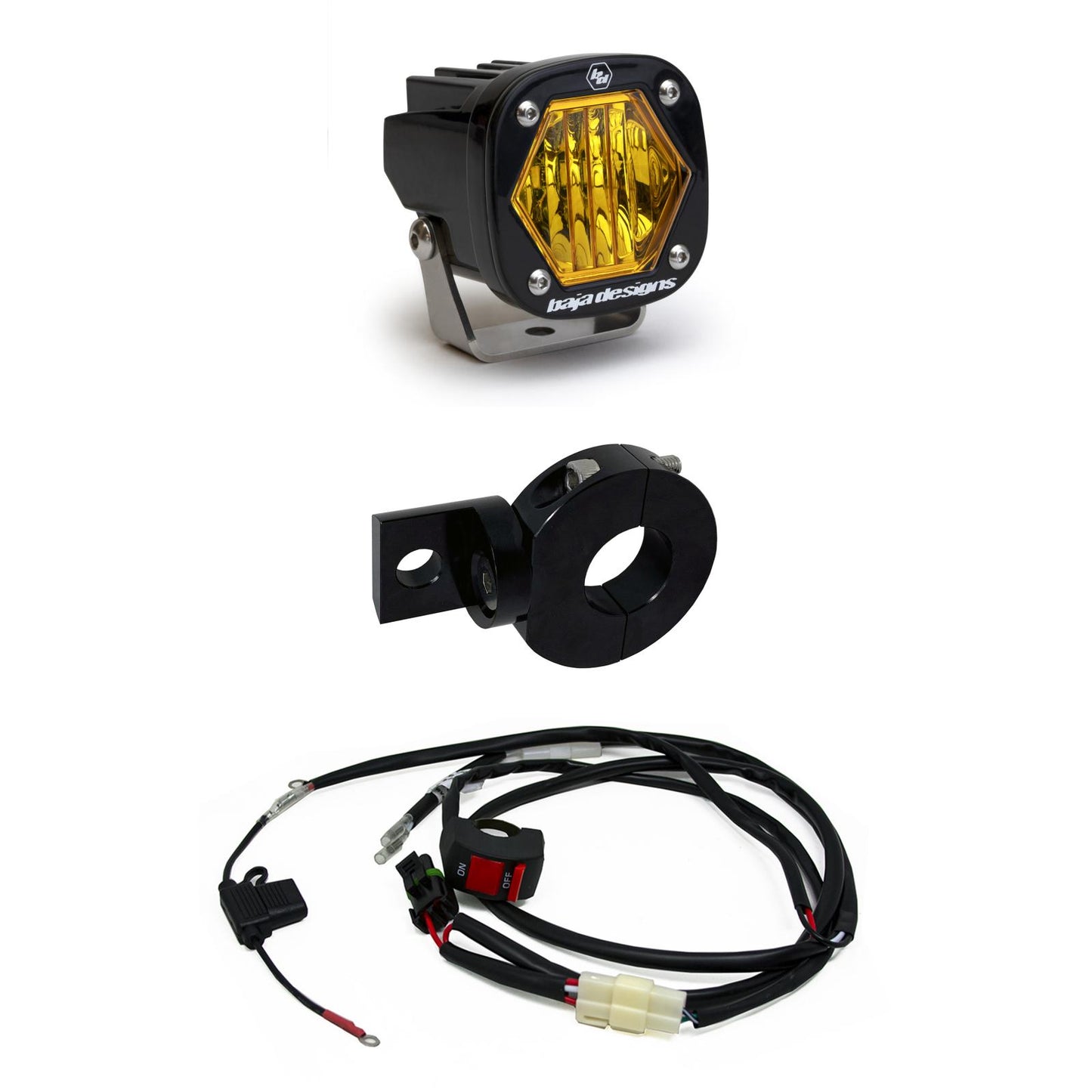 Baja Designs Moto Electric Start Pit Bike S1 Auxiliary Light Kit (Wide Cornering; Baja Amber)