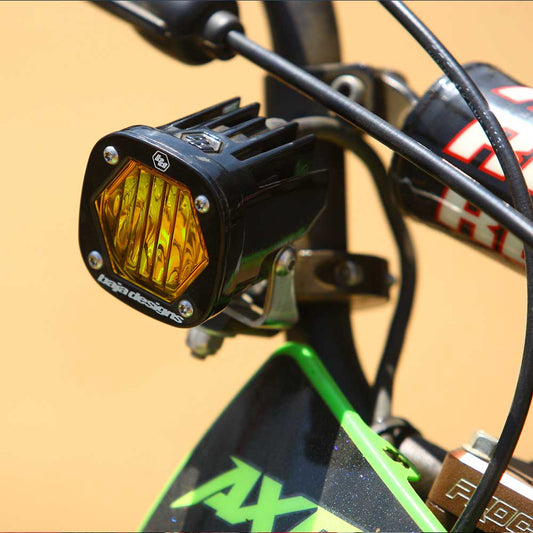 Baja Designs Moto Electric Start Pit Bike S1 Auxiliary Light Kit (Wide Cornering; Baja Amber) - Baja Designs - 387003 - Auto Expedition