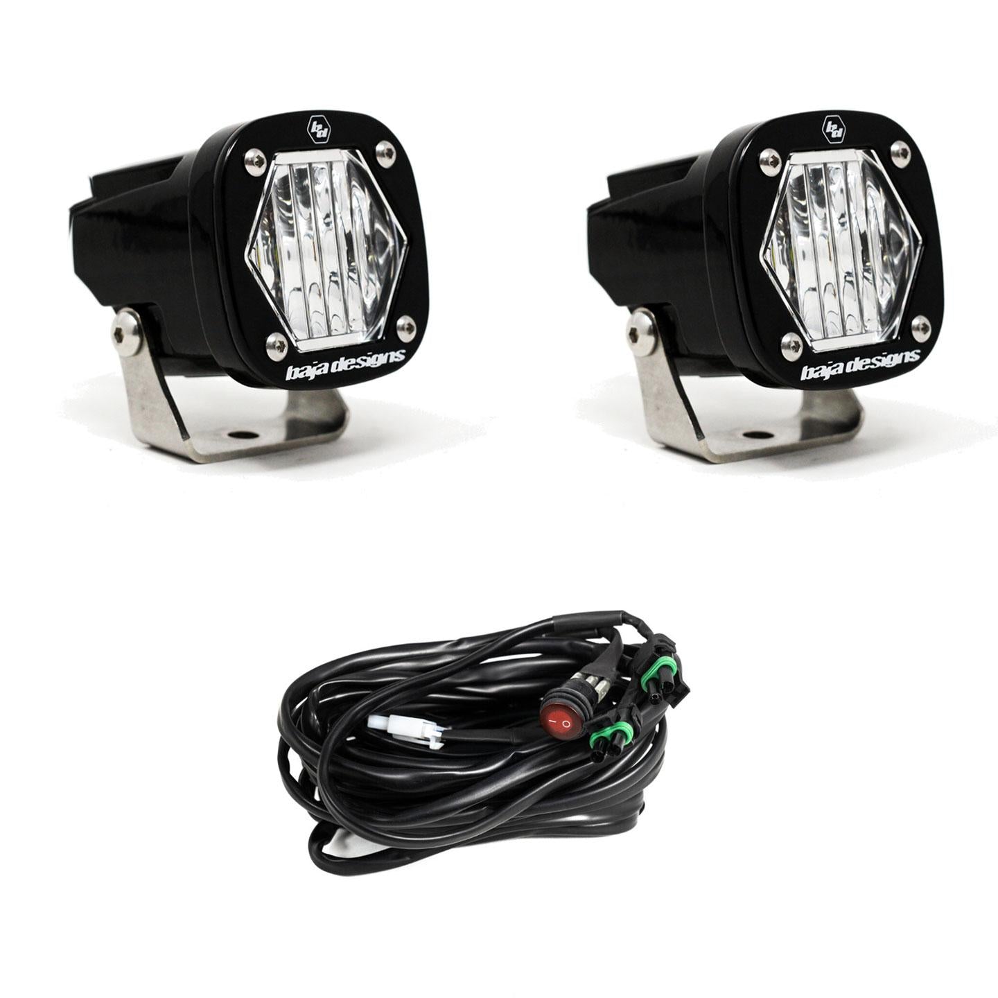 Baja Designs S1 Black LED Light Pod Pair (Wide Cornering; Clear)