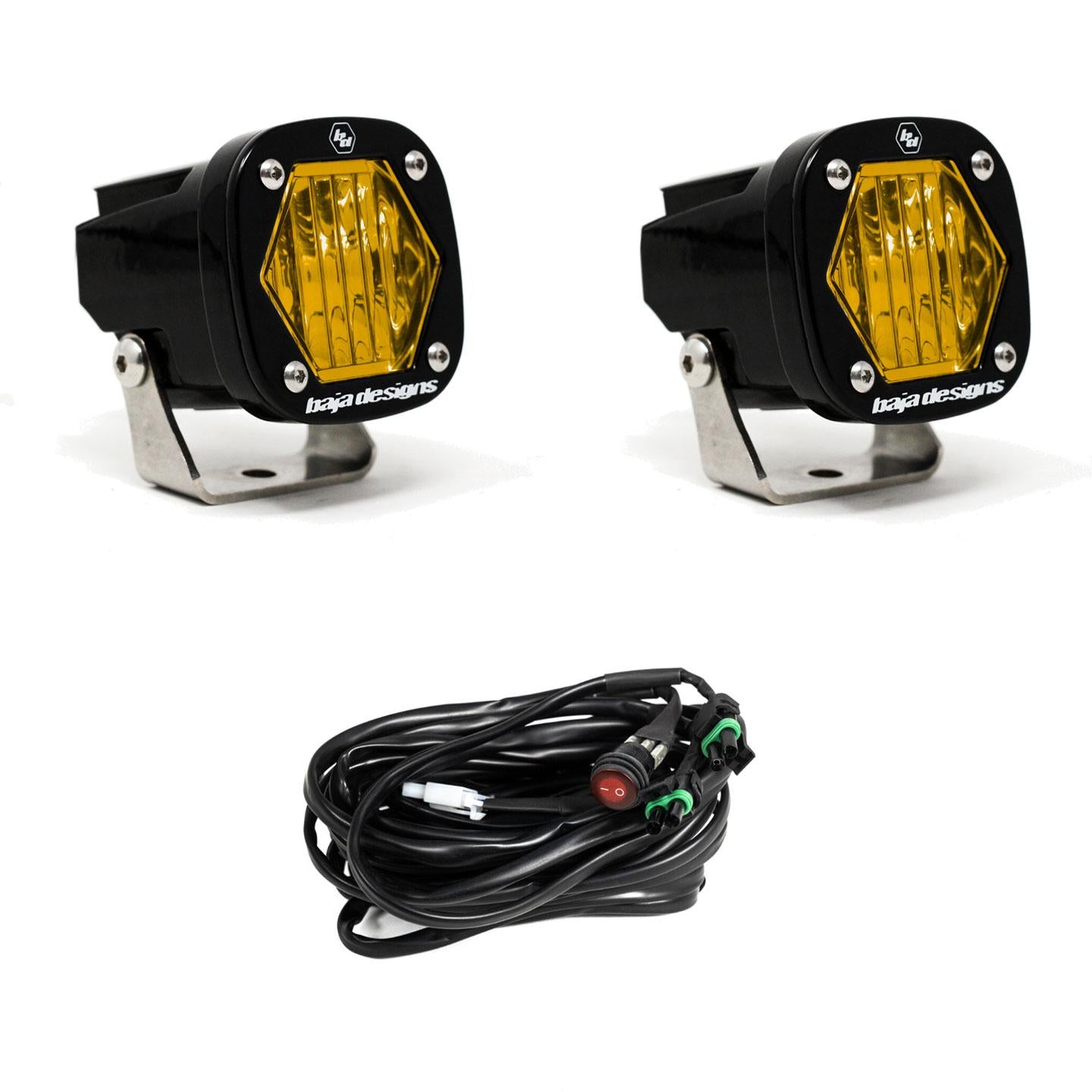 Baja Designs S1 Black LED Light Pod Pair (Wide Cornering; Baja Amber)