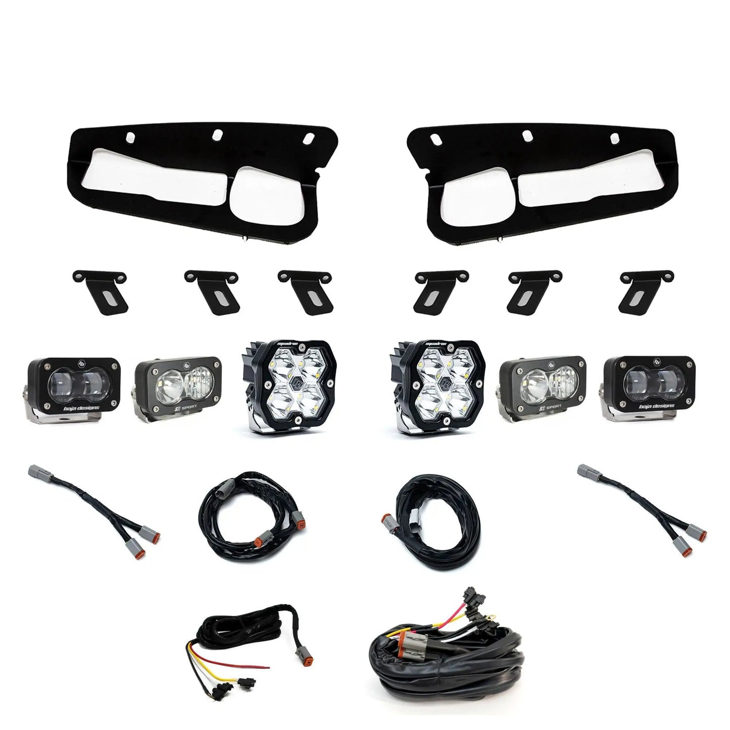 Baja Designs Ford, Bronco (21-26) S2 SAE Clear, S2 Sport D/C Clear, Squadron 2.0 Sport Clear Spot, Steel Bumper w/ upfitter by Baja Designs