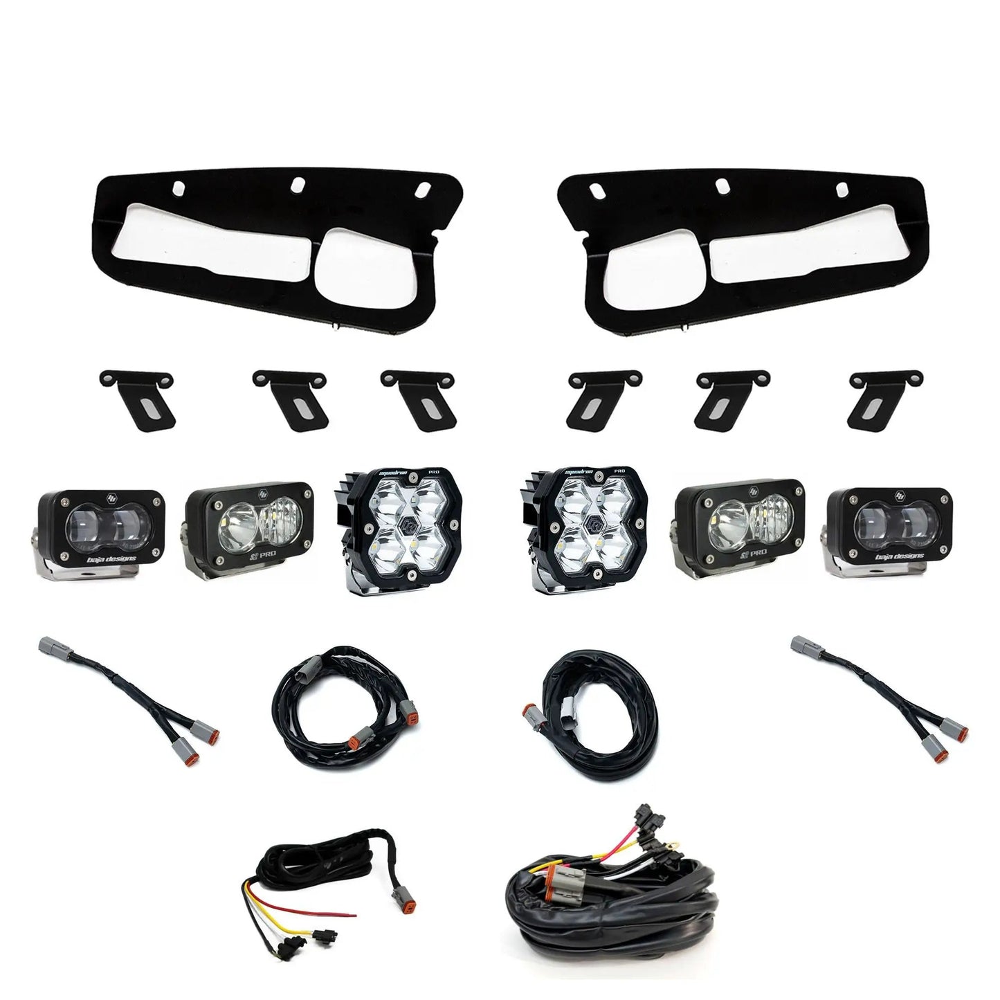 Baja Designs Ford, Bronco (21-26) S2 SAE Clear, S2 Pro D/C Clear, Squadron 2.0 Pro Spot Clear, FPK Steel Bumper w/ upfitter by Baja Designs