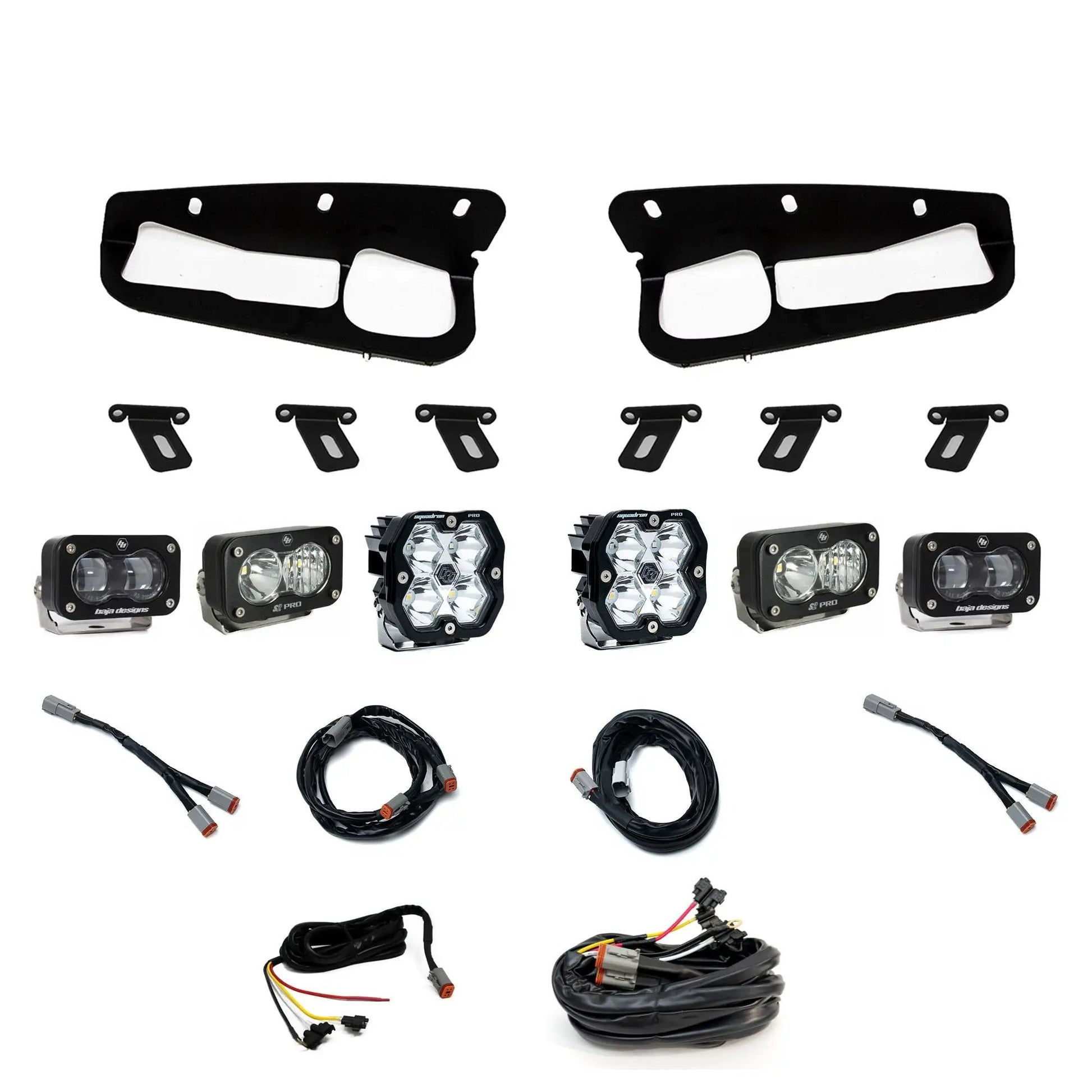 Baja Designs Ford, Bronco (21-26) S2 SAE Clear, S2 Pro D/C Clear, Squadron 2.0 Pro Spot Clear, FPK Steel Bumper w/ upfitter by Baja Designs