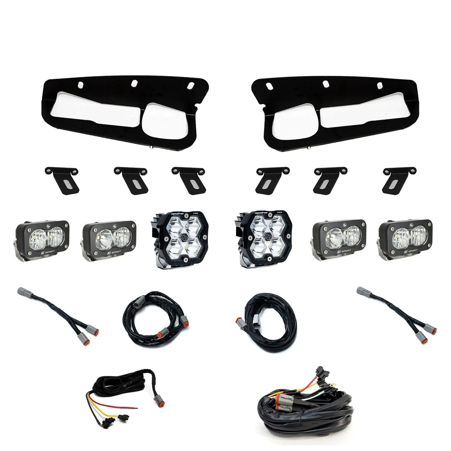Baja Designs Ford, Bronco (21-26) S2 Sport D/C Clear, S2 Sport W/C Clear, Squadron 2.0 Pro Spot Clear, FPK Steel Bumper w/ upfitter by Baja Designs