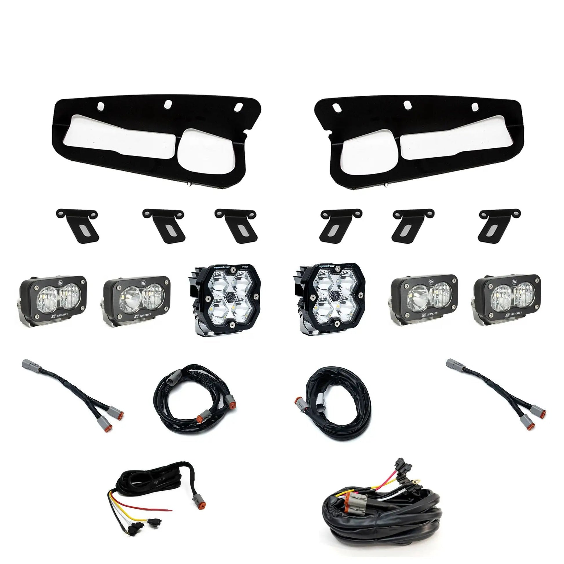 Baja Designs Ford, Bronco (21-26) S2 Sport D/C Clear, S2 Sport W/C Clear, Squadron 2.0 Pro Spot Clear, FPK Steel Bumper w/ upfitter by Baja Designs