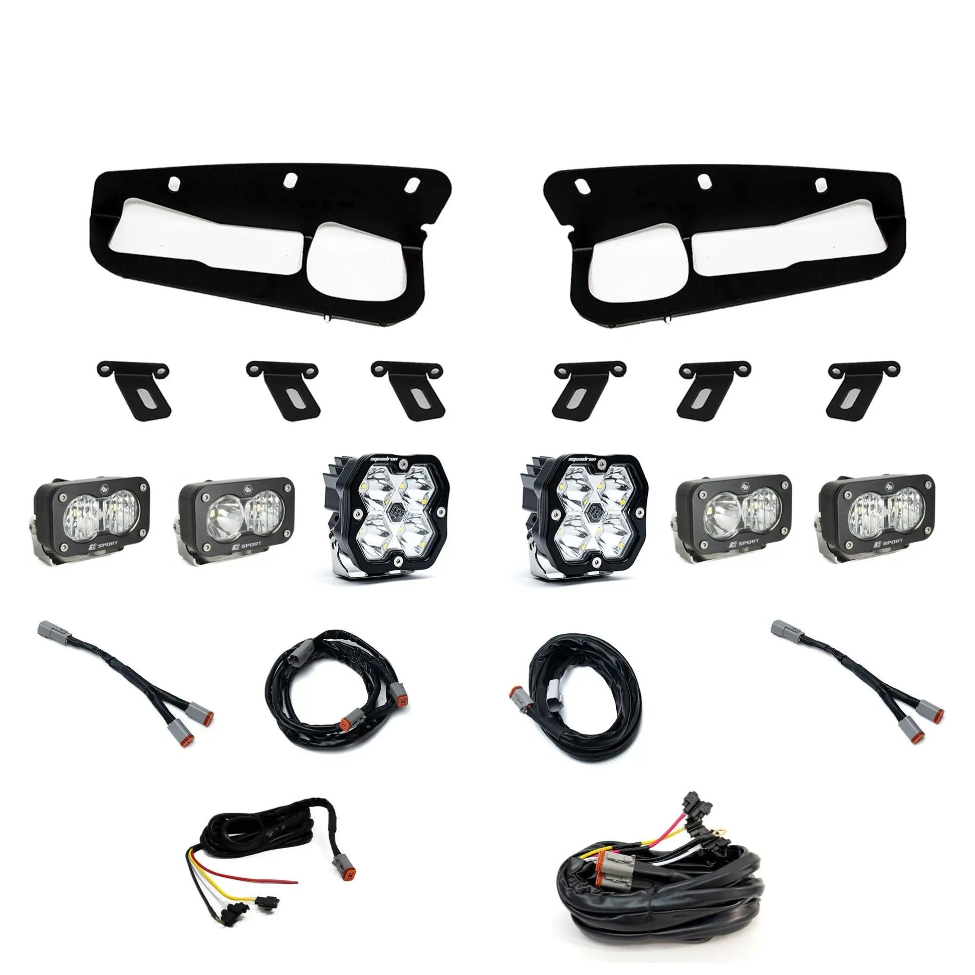 Baja Designs Ford, Bronco (21-26) S2 Sport D/C Clear, S2 Sport W/C Clear, Squadron 2.0 Spot Spot Clear, FPK Steel Bumper w/ upfitter by Baja Designs
