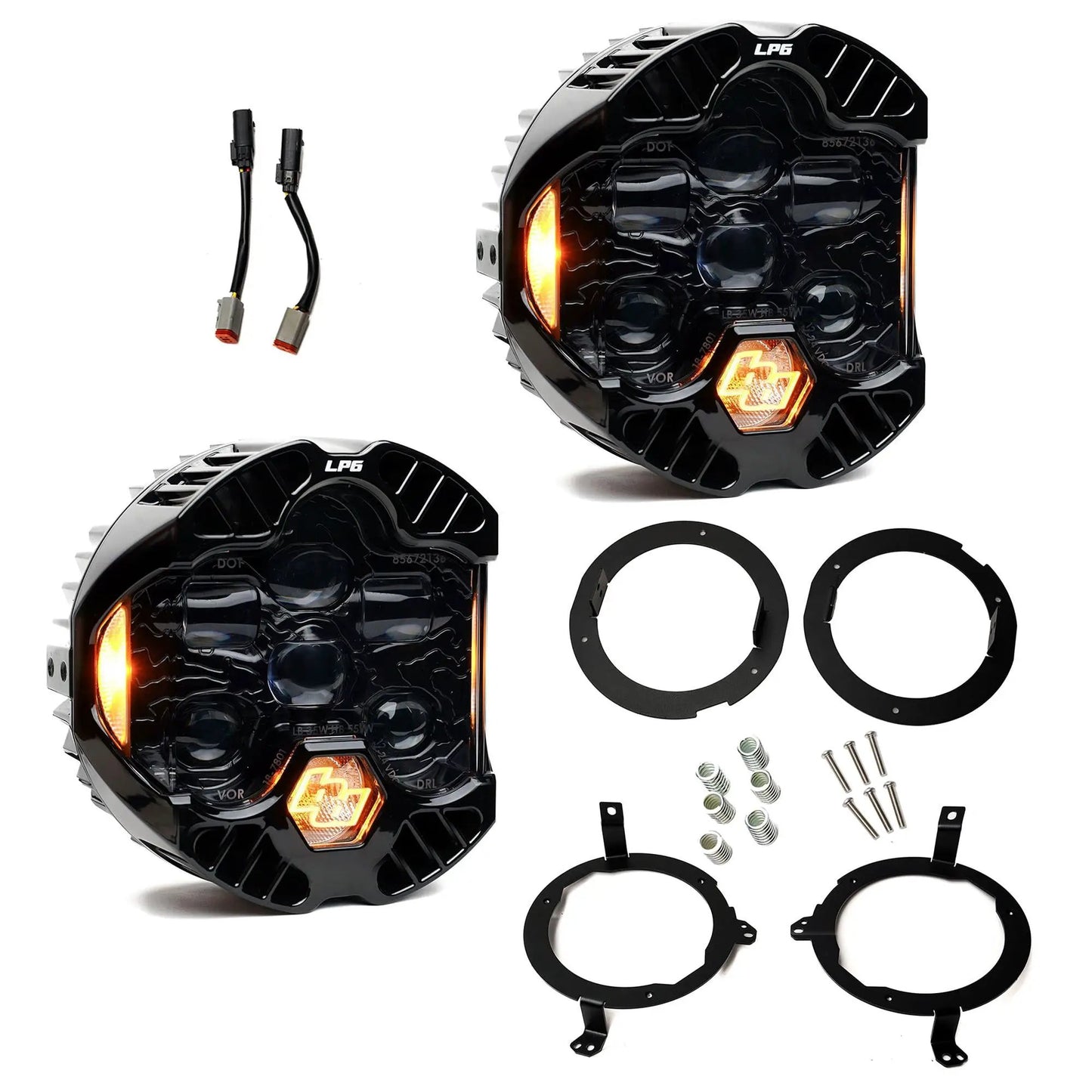 Baja Designs DOT LP6 LED Headlight Kit - Jeep 2018-2026 Wrangler JL; 2020-2026 Gladiator JT; NOTE w/LED Headlights (Amber) by Baja Designs