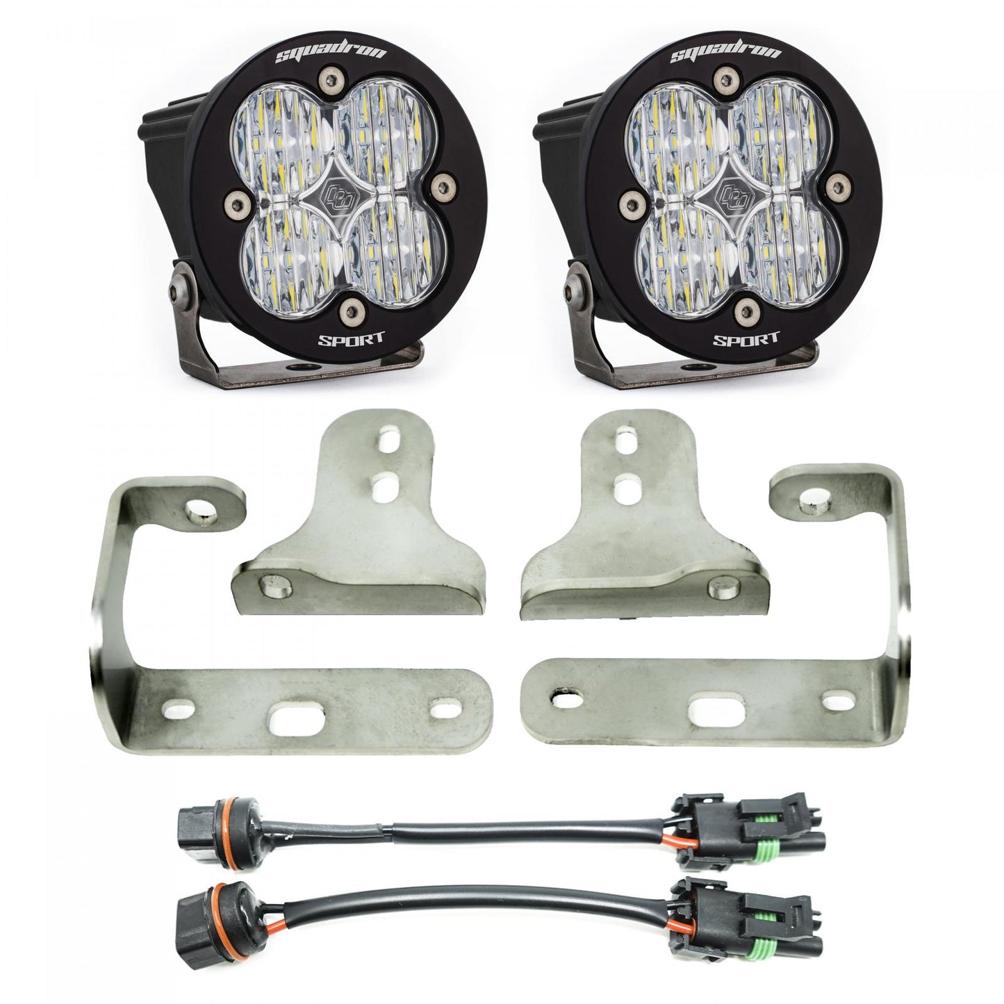 Baja Designs Squadron-R Sport Fog Pocket Kit - '20-26 Gladiator / '18-26 Wrangler JL; w/ OE Sport Bumper (Wide Cornering; Clear)