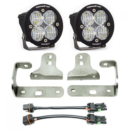 Baja Designs Squadron-R Sport Fog Pocket Kit - '20-26 Gladiator / '18-26 Wrangler JL; w/ OE Sport Bumper (Wide Cornering; Clear)