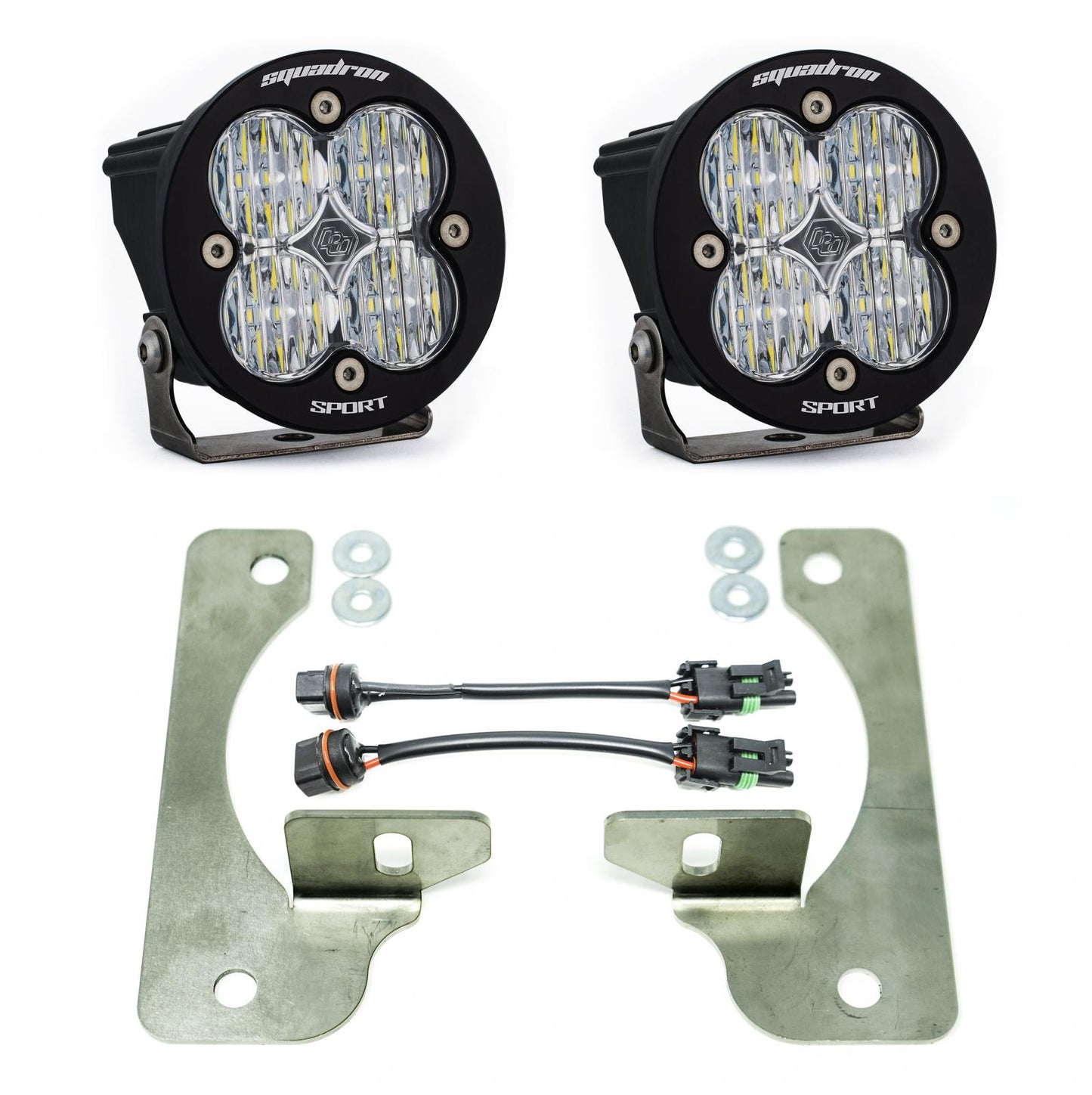 Baja Designs Squadron-R Sport Fog Pocket Kit - '20-26 Gladiator / '18-26 Wrangler JL; w/ OE Rubicon Bumper (Wide Cornering; Clear)