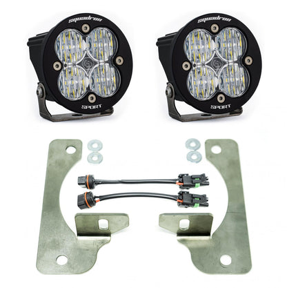 Baja Designs Squadron-R Sport Fog Pocket Kit - '20-26 Gladiator / '18-26 Wrangler JL; w/ OE Rubicon Bumper (Wide Cornering; Clear)