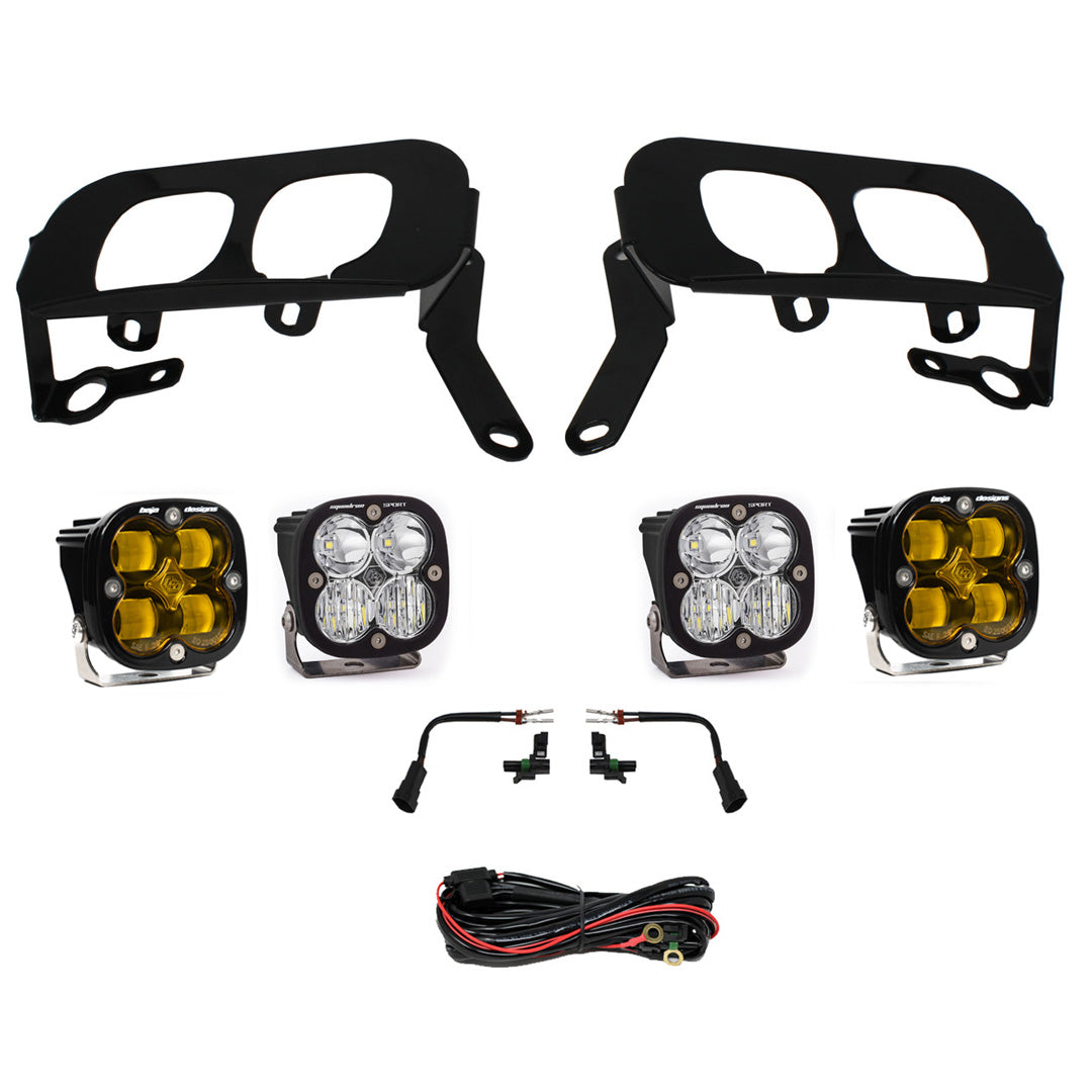 Baja Designs Squadron Sport/SAE Dual Fog Pocket Light Kit - 2014-15 Chevrolet Silverado 1500 (SAE Fog; Baja Amber)