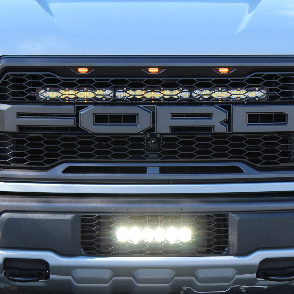 Baja Designs OnX6+ 10 Inch Grille Lower Kit - '17-20 F-150 Raptor (Driving/Combo; Clear)