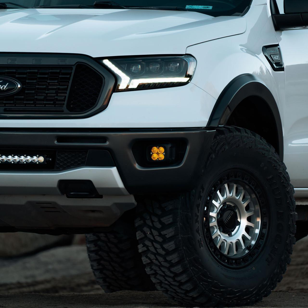 Baja Designs Squadron Sport Fog Pocket Kit - '19-23 Ranger; '21-25 Bronco w/ OE Plastic Bumper (Wide Cornering; Clear)