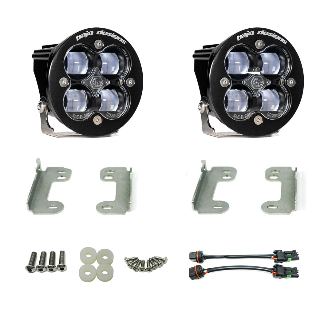 Baja Designs Squadron-R SAE Fog Pocket Kit - '20-26 Gladiator / '18-26 Wrangler JL; w/ OE Sahara Bumper (SAE Fog; Clear)