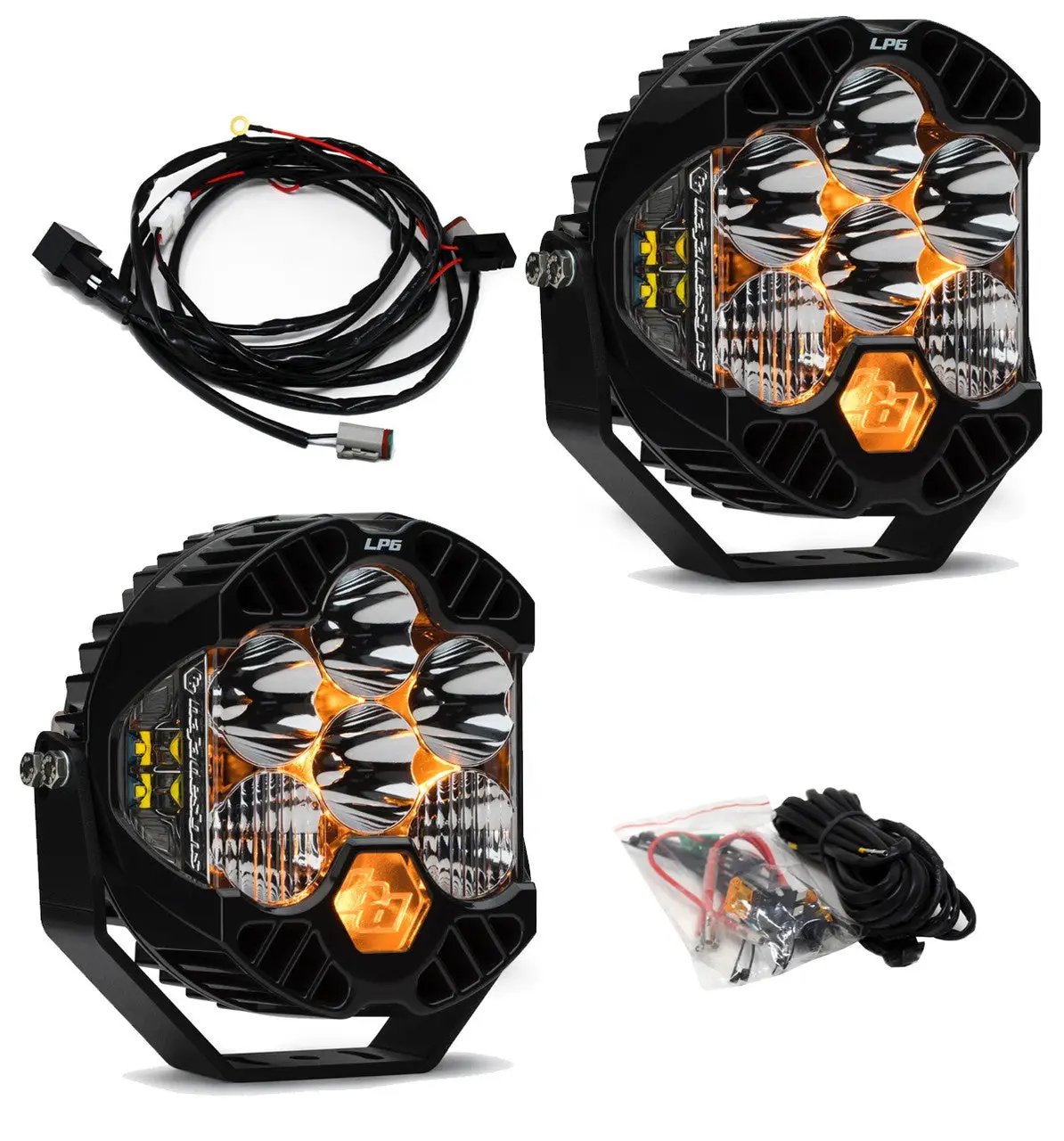 Baja Designs LP6 Pro Bumper Kit - '20-26 Gladiator / '18-26 Wrangler JL; w/ OE Steel Bumper (Driving/Combo; Clear; Toggle Wiring) by Baja Designs