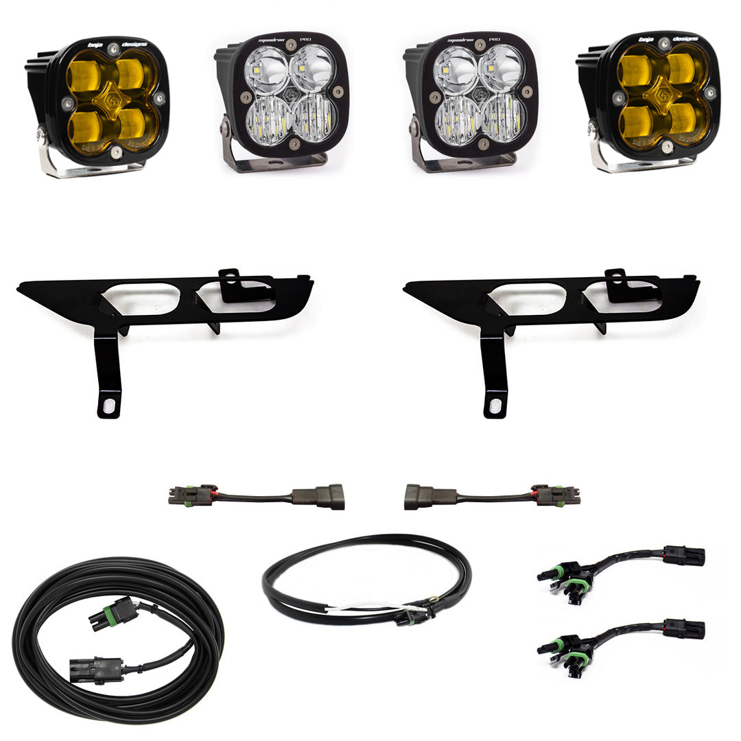 Baja Designs Squadron SAE/Sport Fog Pocket Kit - '21-23 F-150 w/o DRL (SAE Fog; Baja Amber; Upfitter Wiring) by Baja Designs