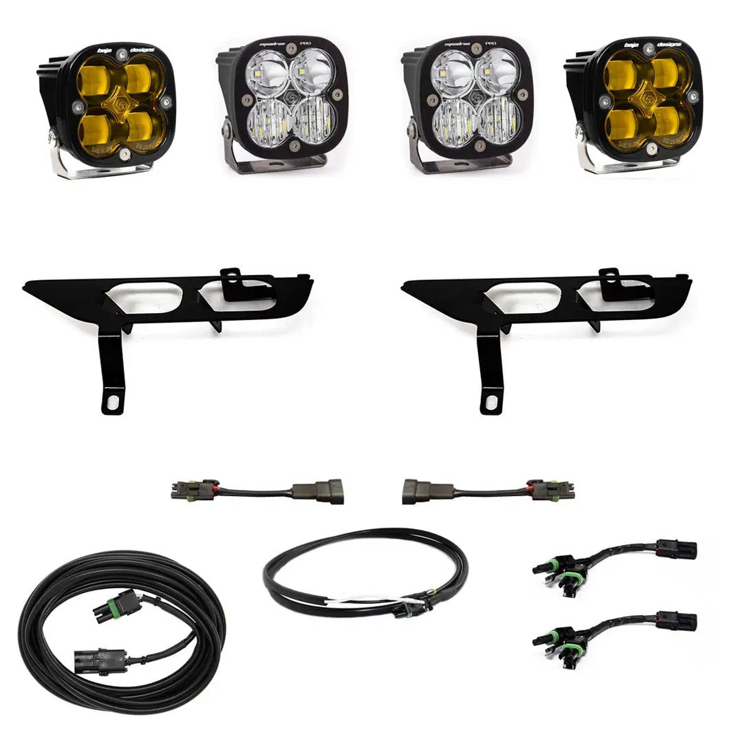 Baja Designs Squadron SAE/Pro Fog Pocket Kit - '21-23 F-150 w/o DRL (SAE Fog; Baja Amber; Upfitter Wiring) by Baja Designs