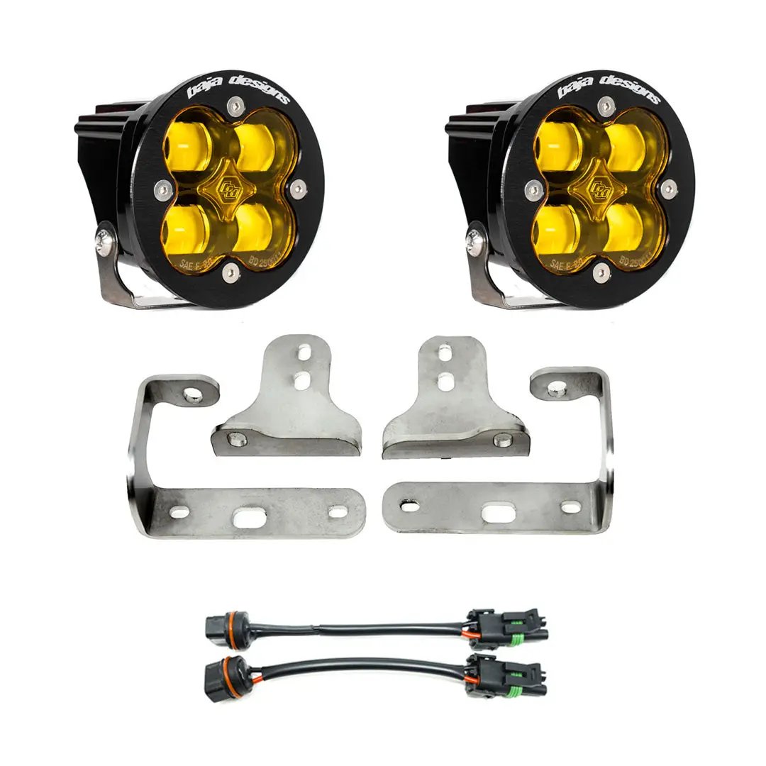 Baja Designs Squadron-R SAE Fog Pocket Kit - '20-26 Gladiator / '18-26 Wrangler JL; w/ OE Sport Bumper (SAE Fog; Baja Amber) by Baja Designs