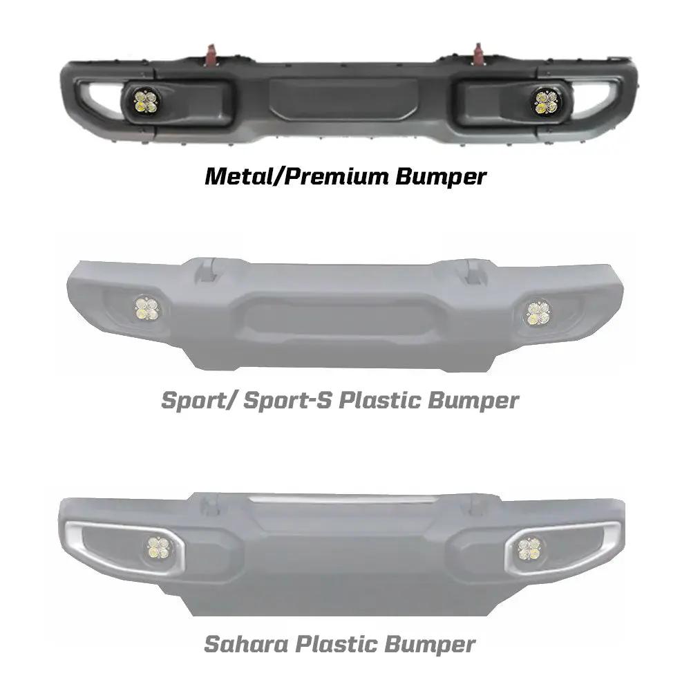 Baja Designs Squadron-R SAE Fog Pocket Kit - '20-26 Gladiator / '18-26 Wrangler JL; w/ OE Rubicon Bumper (SAE Fog; Baja Amber) by Baja Designs