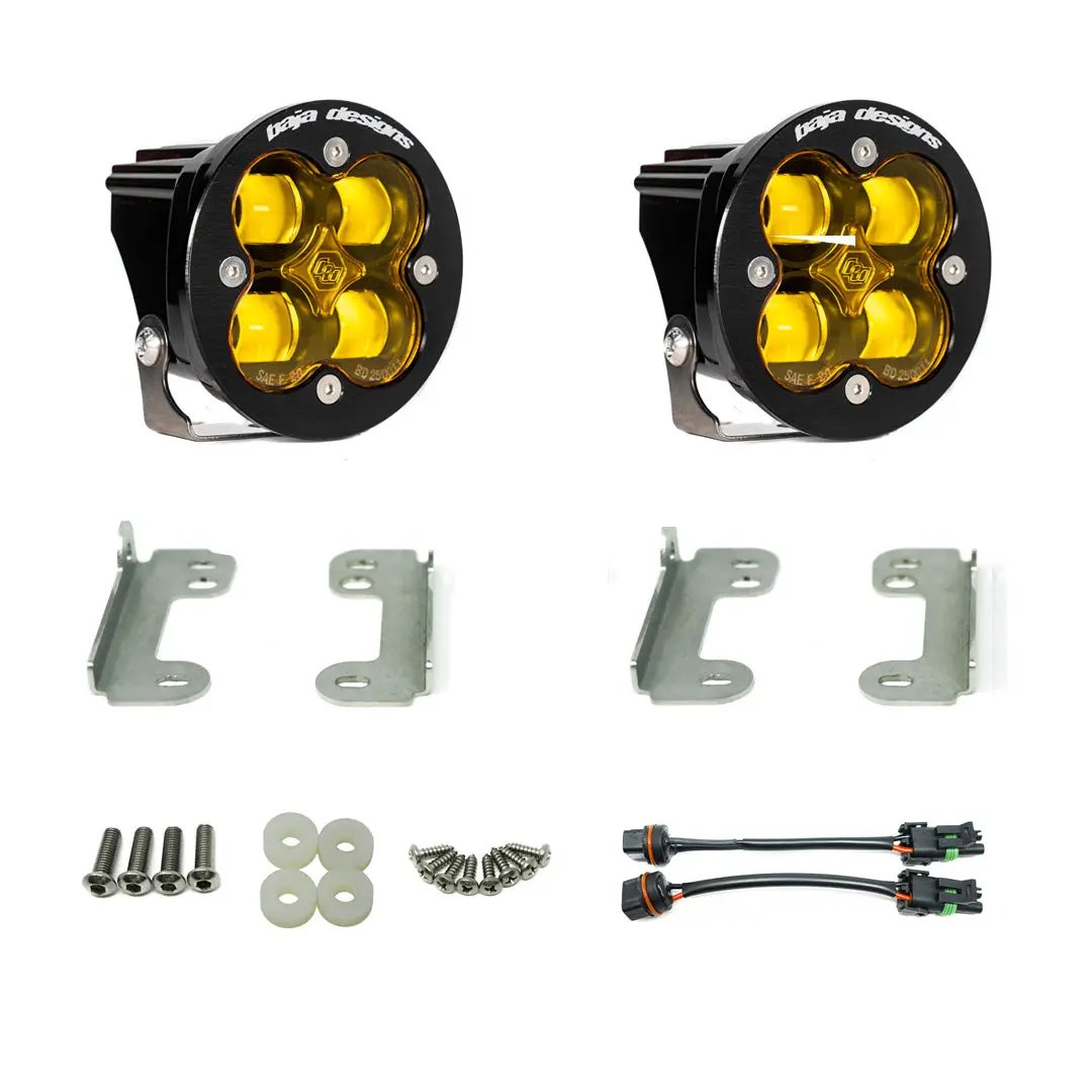 Baja Designs Squadron-R SAE Fog Pocket Kit - '20-26 Gladiator / '18-26 Wrangler JL; w/ OE Sahara Bumper (SAE Fog; Baja Amber) by Baja Designs