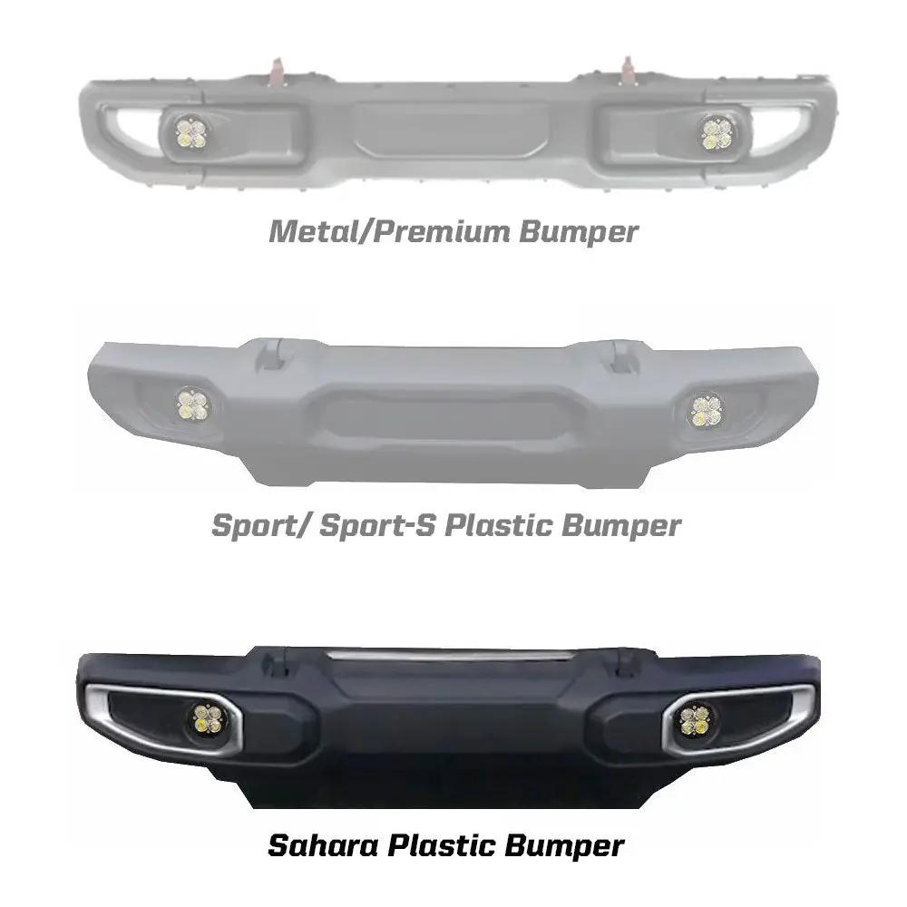 Baja Designs Squadron-R SAE Fog Pocket Kit - '20-26 Gladiator / '18-26 Wrangler JL; w/ OE Sahara Bumper (SAE Fog; Baja Amber) by Baja Designs