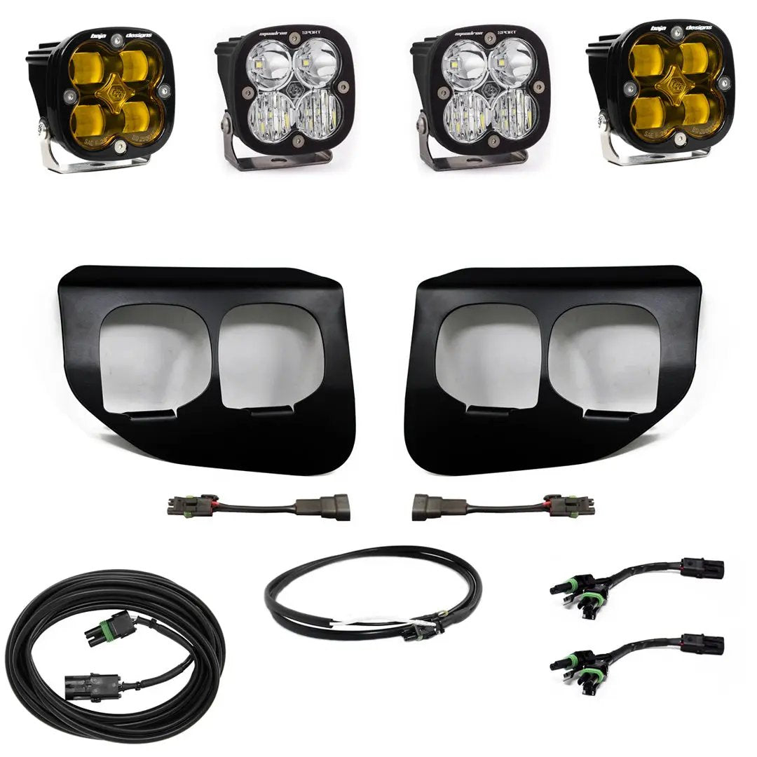 Baja Designs Squadron SAE/Sport Fog Pocket Kit - '20-22 F-250/350 Super Duty (SAE Fog; Baja Amber; Upfitter Switch) by Baja Designs