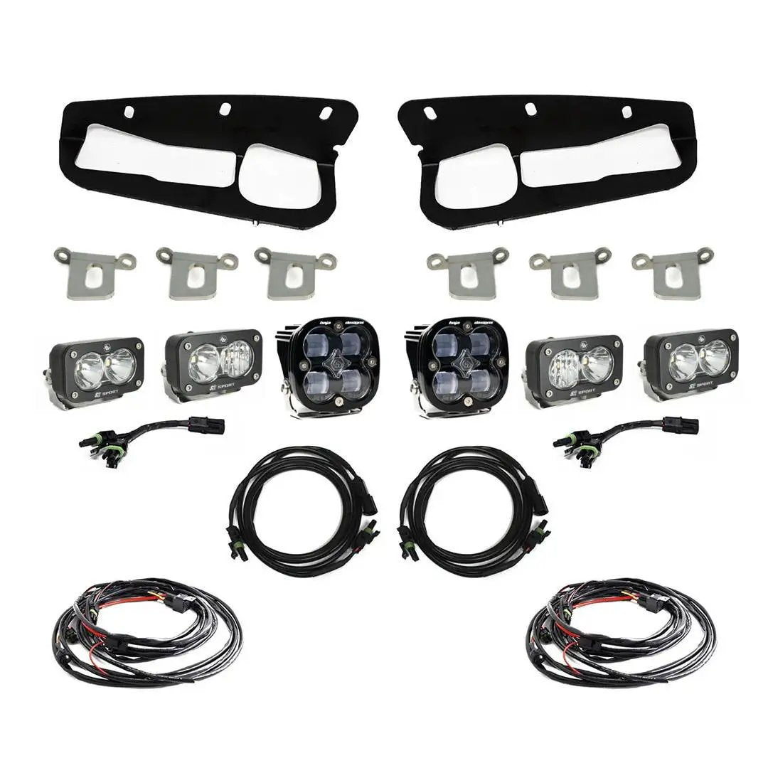 Baja Designs Squadron SAE/Dual S2 Sport Steel Bumper Fog Pocket Kit - '21-26 Bronco; '22-26 Bronco Raptor; Steel Bumper (SAE Fog; Clear; Toggle Wiring) by Baja Designs