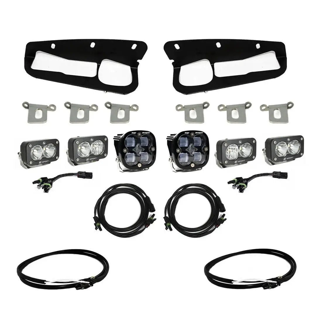 Baja Designs Squadron SAE/Dual S2 Sport Steel Bumper Fog Pocket Kit - '21-26 Bronco; '22-26 Bronco Raptor; Steel Bumper (SAE Fog; Clear; Upfitter Wiring) by Baja Designs