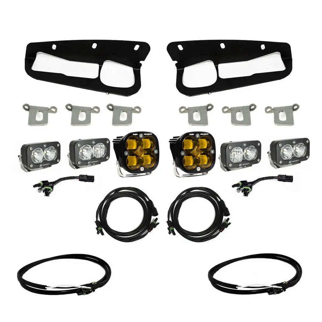 Baja Designs Squadron SAE/Dual S2 Sport Steel Bumper Fog Pocket Kit - '21-26 Bronco; '22-26 Bronco Raptor; Steel Bumper (SAE Fog; Baja Amber; Upfitter Wiring) by Baja Designs
