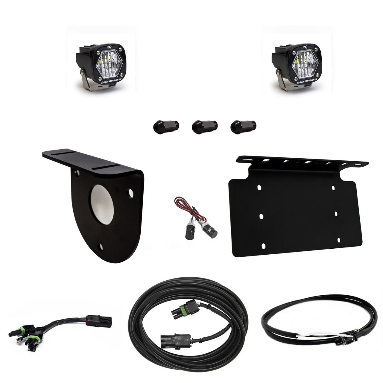 Baja Designs S1 Dual Reverse Kit - '21-26 Bronco (Multi-Pattern; Clear; Upfitter Wiring; License Plate Mount) by Baja Designs