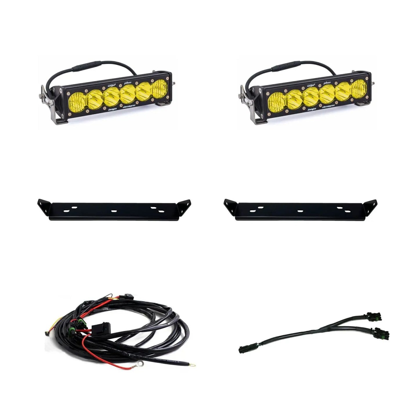 Baja Designs OnX6+ 10 Inch Dual Behind Grille Kit - '21-26 F-150 Raptor, '24-26 Raptor 37/R (Driving/Combo; Baja Amber) by Baja Designs