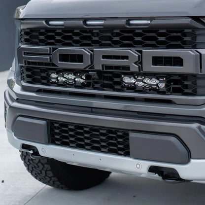 Baja Designs OnX6+ 10 Inch Dual Behind Grille Kit - '21-26 F-150 Raptor, '24-26 Raptor 37/R (Driving/Combo; Baja Amber) by Baja Designs