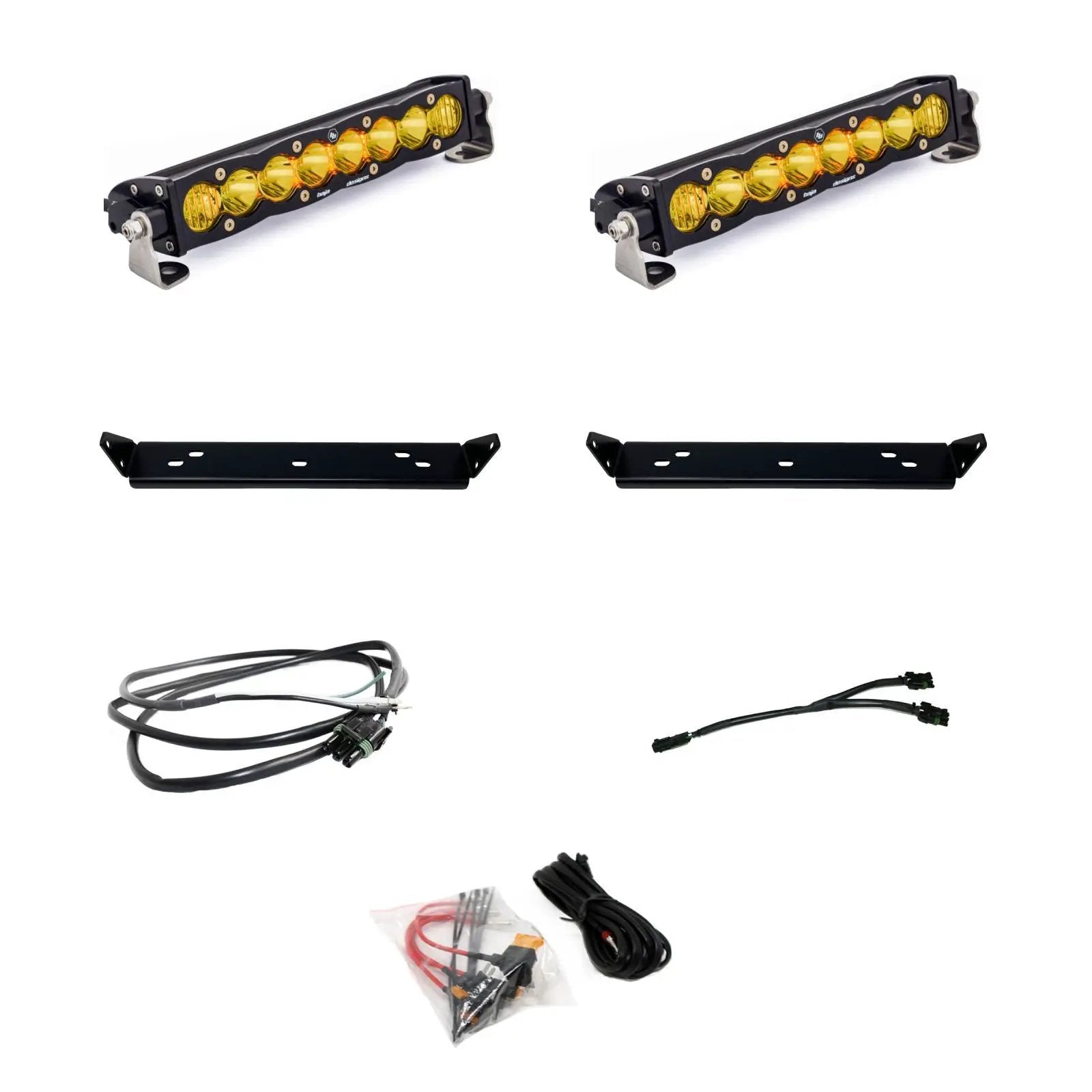Baja Designs S8 10 Inch Dual Behind Grille Kit - '21-26 F-150 Raptor, '24-26 Raptor 37/R (Driving/Combo; Baja Amber) by Baja Designs