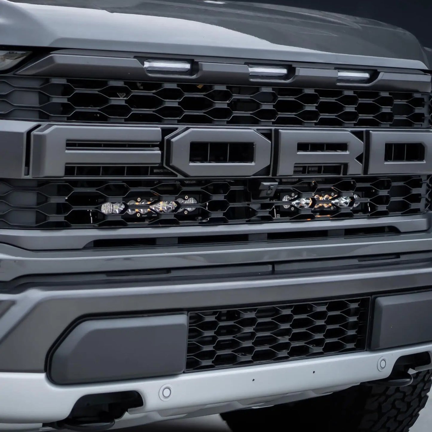Baja Designs S8 10 Inch Dual Behind Grille Kit - '21-26 F-150 Raptor, '24-26 Raptor 37/R (Driving/Combo; Baja Amber) by Baja Designs