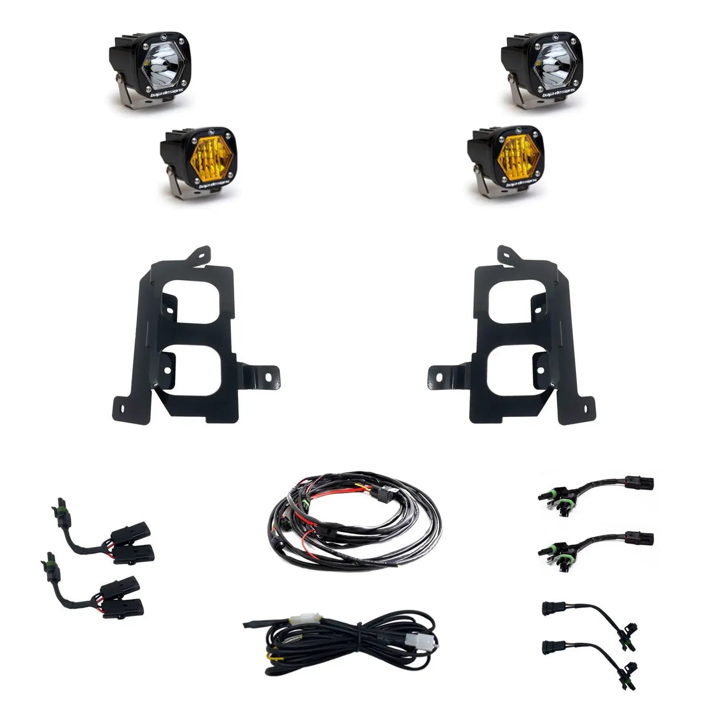 Baja Designs S1 Dual Fog Pocket Kit - '19-22 Sierra 1500 (Wide Cornering/Spot; Baja Amber/Clear) by Baja Designs
