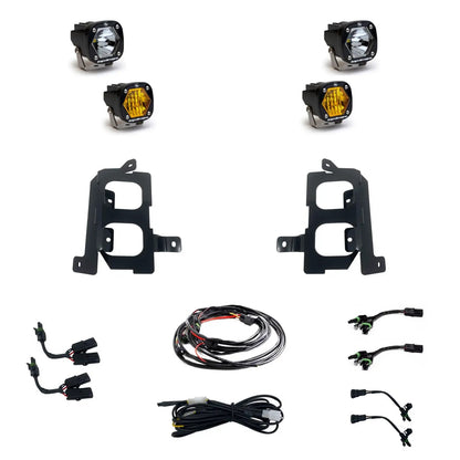 Baja Designs S1 Dual Fog Pocket Kit - '19-22 Sierra 1500 (Wide Cornering/Spot; Baja Amber/Clear) by Baja Designs