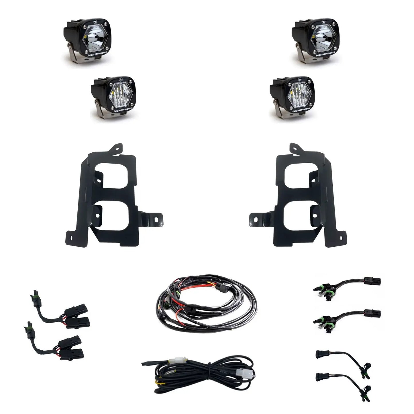Baja Designs S1 Dual Fog Pocket Kit - '19-22 Sierra 1500 (Wide Cornering/Spot; Clear/Clear) by Baja Designs