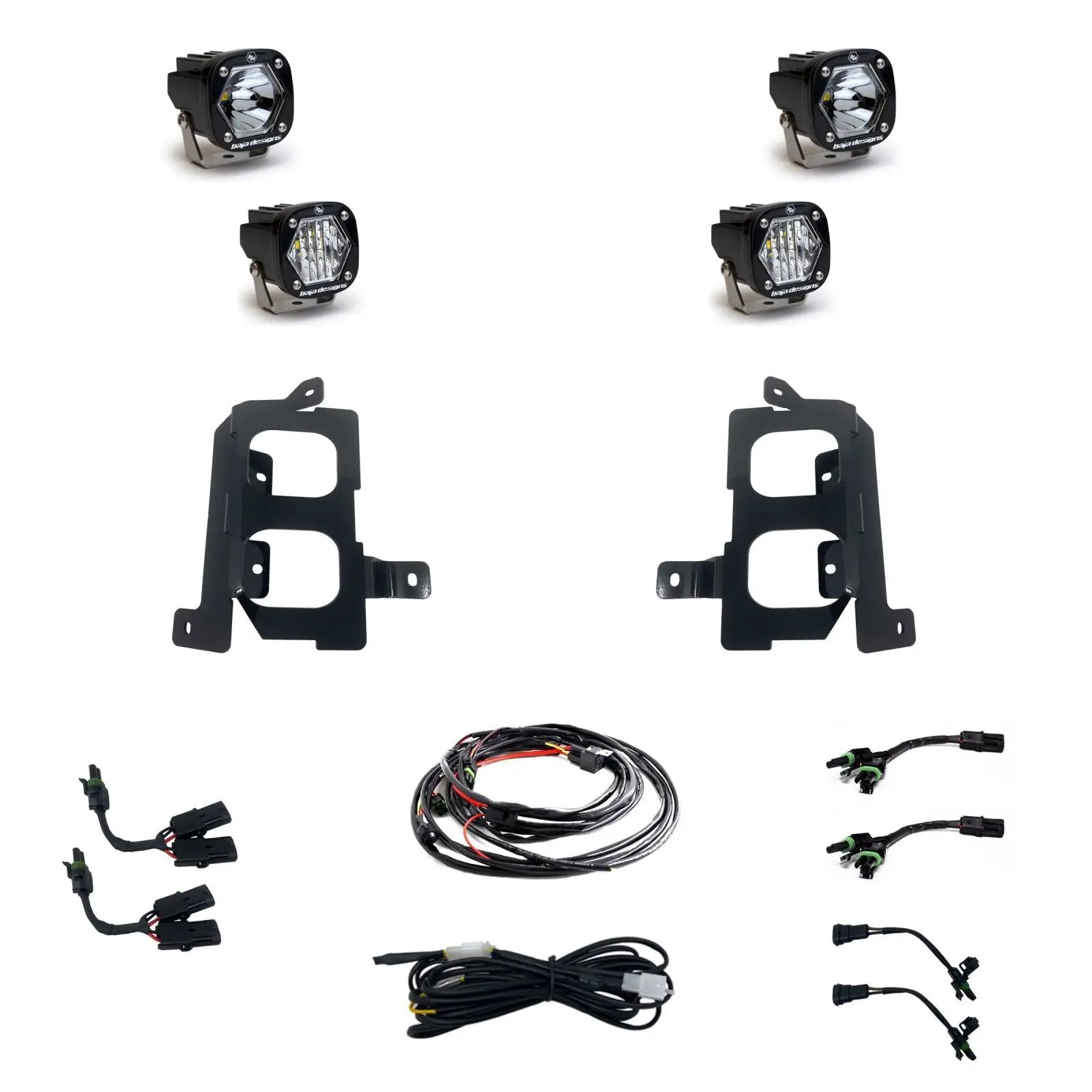 Baja Designs S1 Dual Fog Pocket Kit - '19-22 Sierra 1500 (Wide Cornering/Spot; Clear/Clear) by Baja Designs