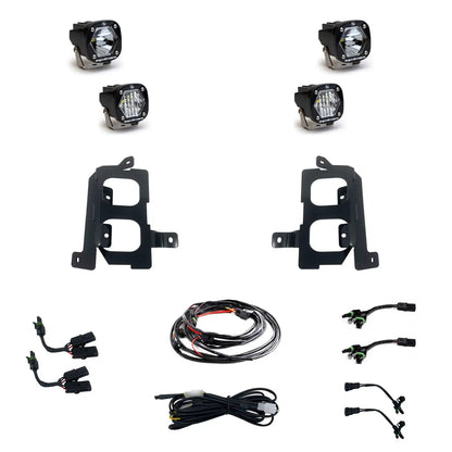 Baja Designs S1 Dual Fog Pocket Kit - '19-22 Sierra 1500 (Wide Cornering/Spot; Clear/Clear) by Baja Designs