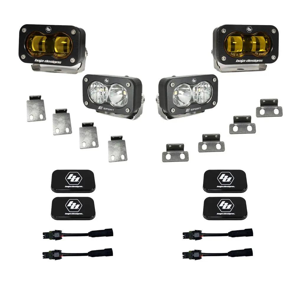 Baja Designs S2 SAE Amber/S2 Sport Fog Pocket Kits - Ford '21-26 F-150 Raptor, '23-26 Bronco Raptor, '24-26 F-150 Raptor 37/R by Baja Designs