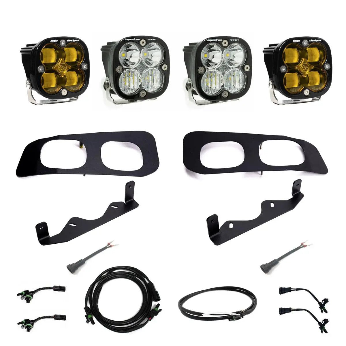 Baja Designs Squadron SAE/Sport Fog Pocket Kit - 2023-26 Ford F-250/350 Super Duty (SAE Fog; Baja Amber; Upfitter Wiring) by Baja Designs