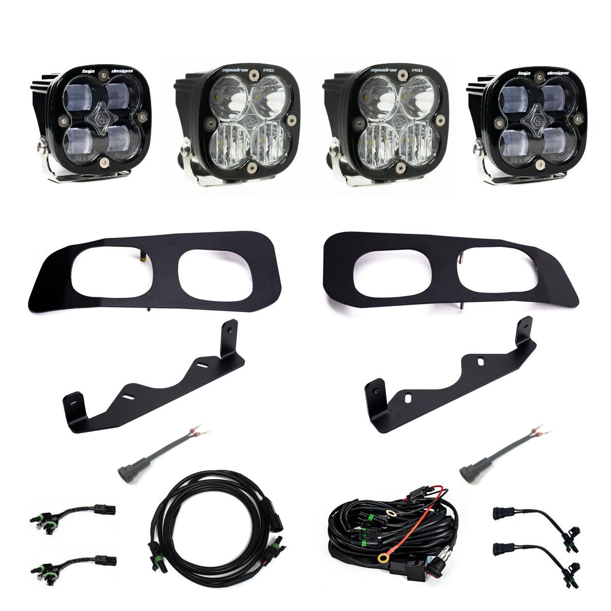 Baja Designs Squadron SAE/Pro Fog Pocket Kit - 2023-26 Ford F-250/350 Super Duty (SAE Fog; Clear; Toggle Wiring) by Baja Designs