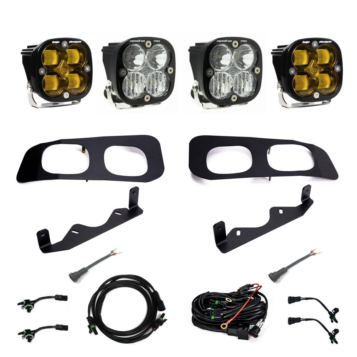 Baja Designs Squadron SAE/Pro Fog Pocket Kit - 2023-26 Ford F-250/350 Super Duty (SAE Fog; Baja Amber; Toggle Wiring) by Baja Designs