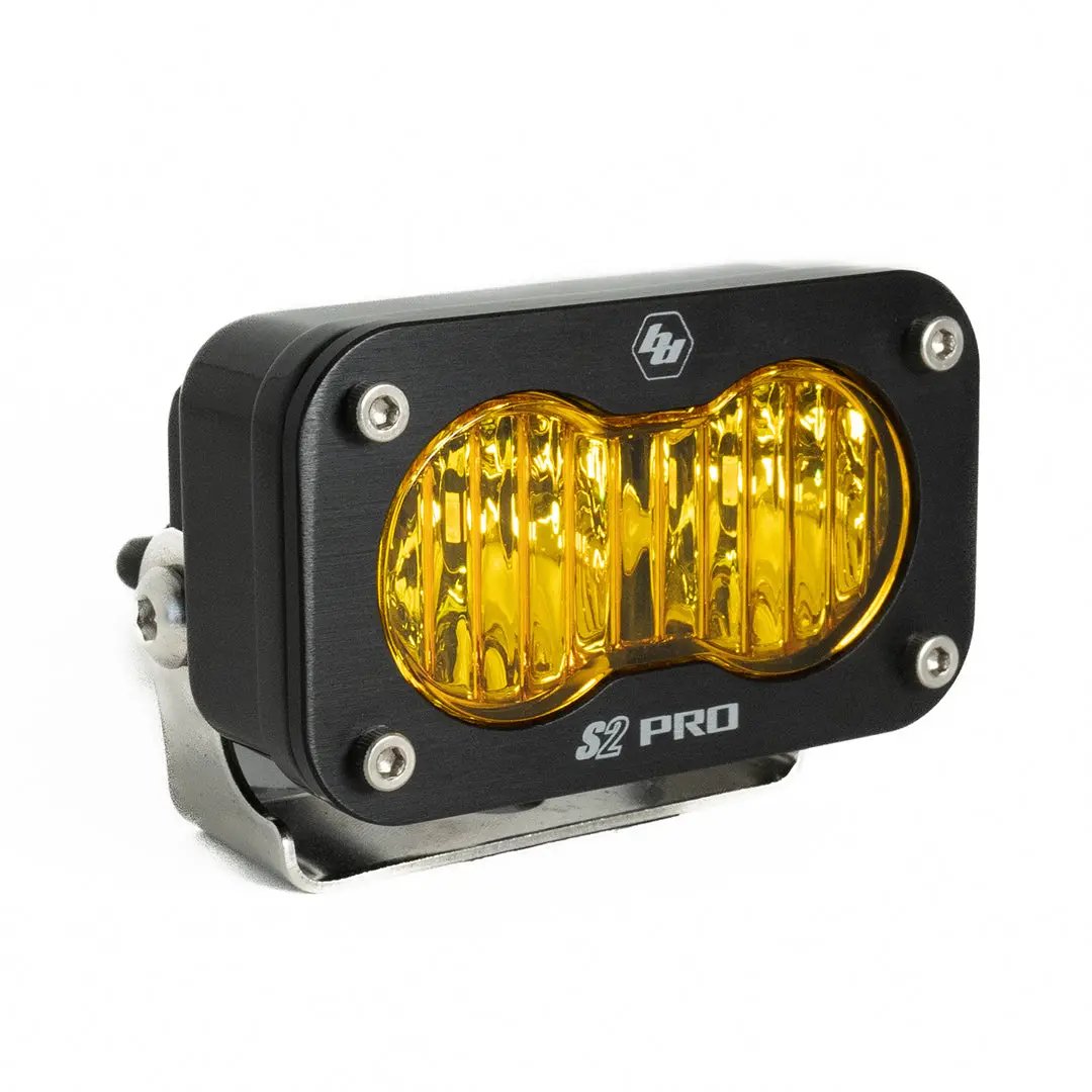Baja Designs S2 Pro Black LED Light Pod (Wide Cornering; Baja Amber) by Baja Designs