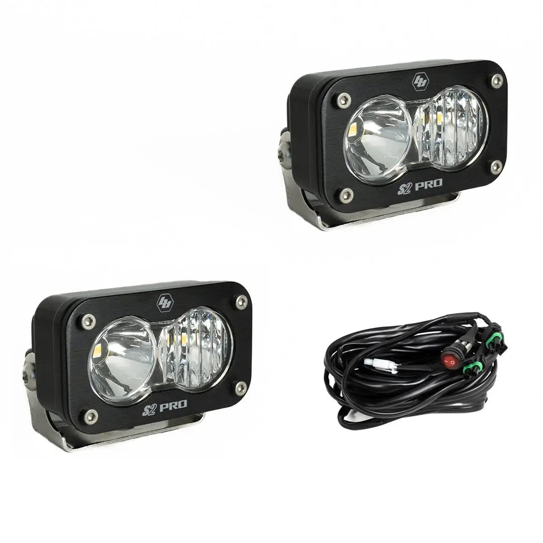 Baja Designs S2 Pro Black LED Light Pod Pair (Driving/Combo; Clear) by Baja Designs