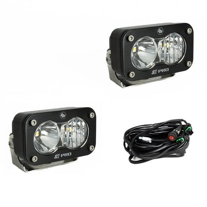Baja Designs S2 Pro Black LED Light Pod Pair (Driving/Combo; Clear) by Baja Designs