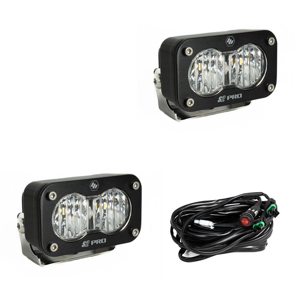 Baja Designs S2 Pro Black LED Light Pod Pair (Wide Cornering; Clear) by Baja Designs