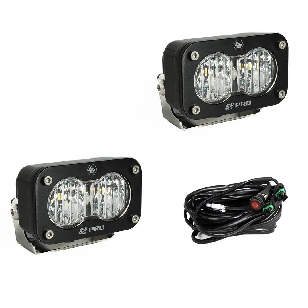 Baja Designs S2 Pro Black LED Light Pod Pair (Wide Cornering; Clear) by Baja Designs