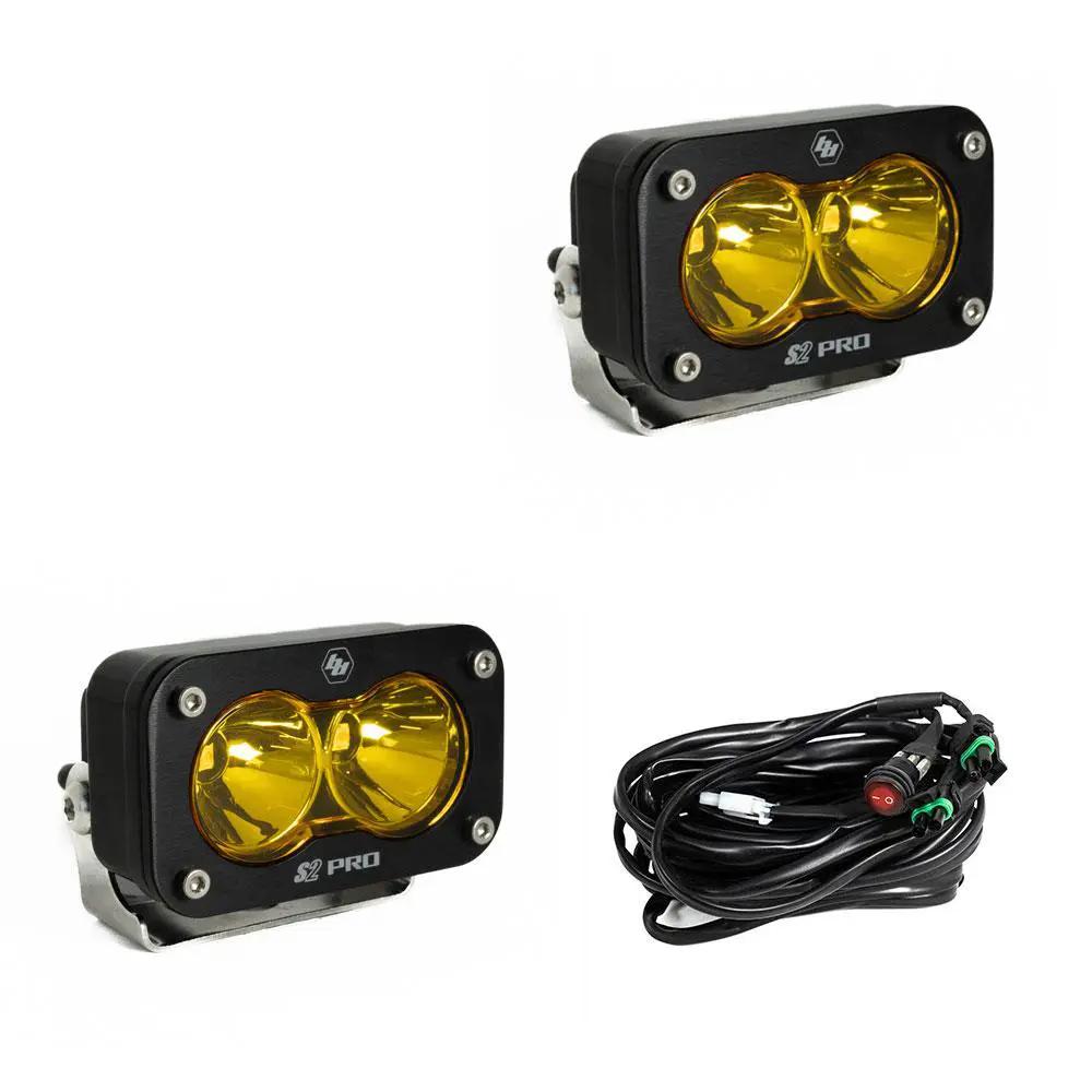 Baja Designs S2 Pro Black LED Light Pod Pair (Spot; Baja Amber) by Baja Designs